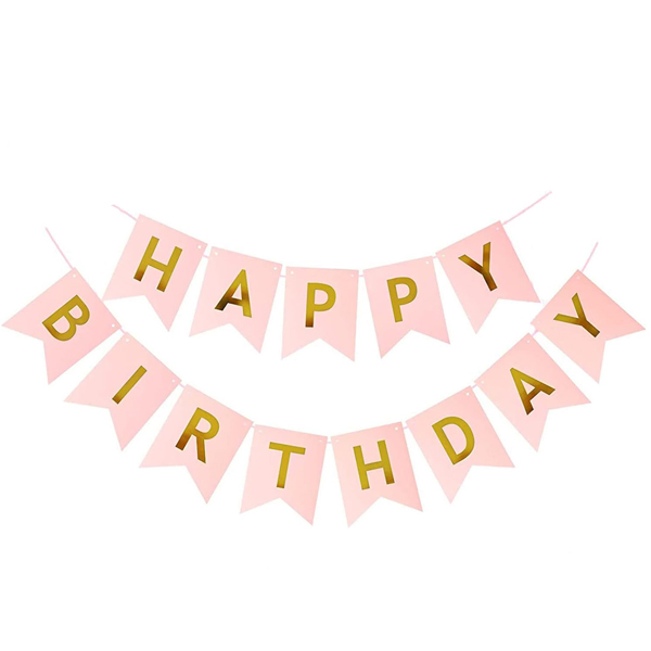 Happy Birthday Pink Jointed Banner